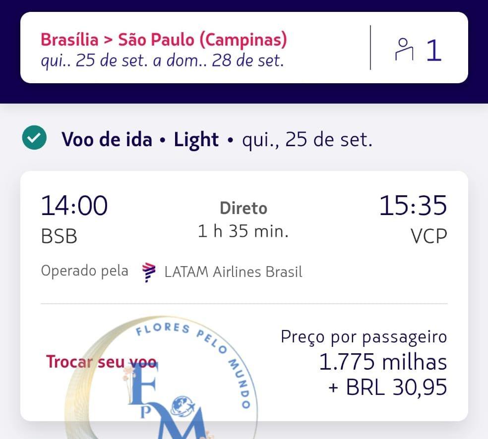 Alerta de passagem para Campinas