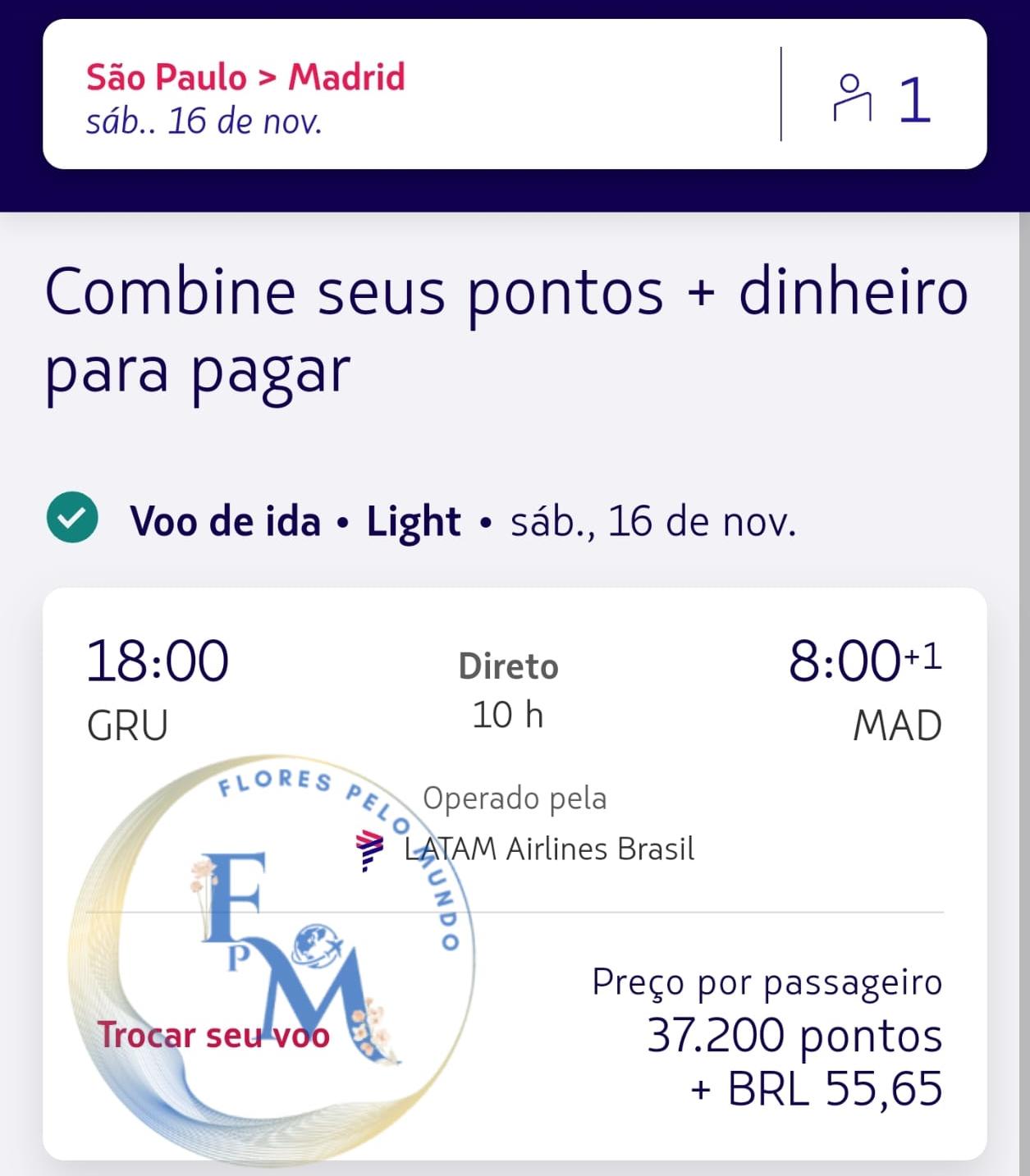 Alerta de passagem para Madrid
