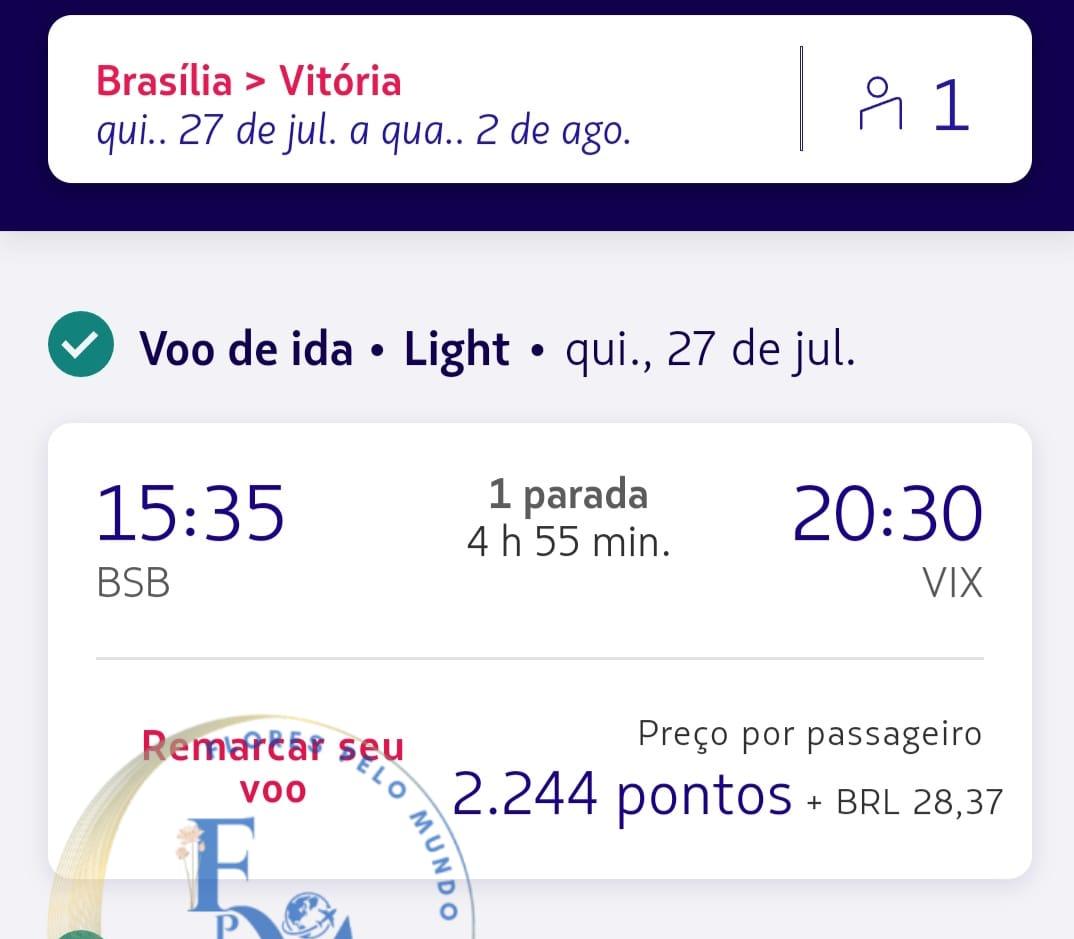 Alerta de passagem para Vitória